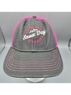 Jackson Hole Snow Day Wyoming '14 Gray and Pink Ouray Youth Sideline Mesh Cap